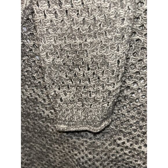 Roxy Fishnet Crochet Sweater Womens Medium Heathered Gray Grunge Coastal Beach - Picture 7 of 15